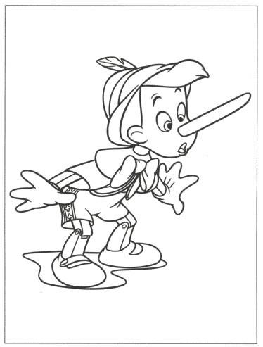 coloriage pinocchio a le nez qui pousse